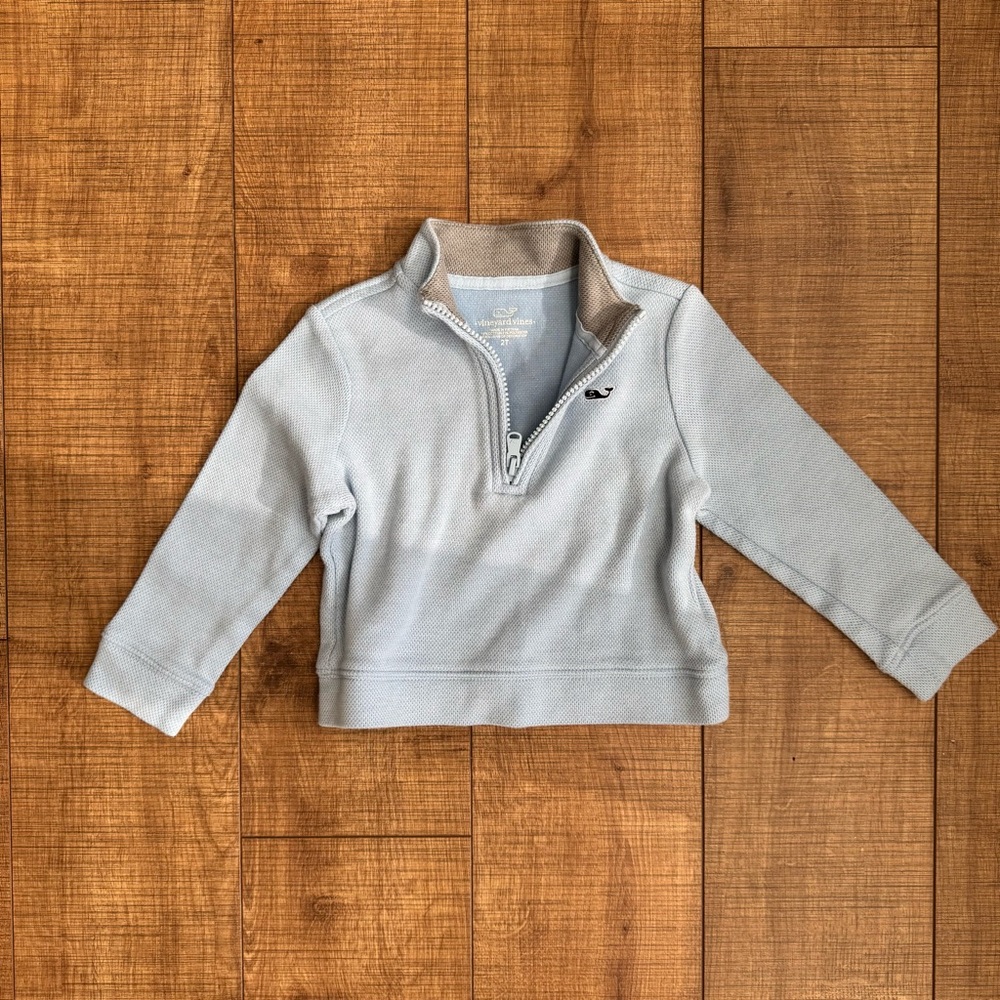 Kids Vineyard Vines Light Blue Quarter-Zip Pullover